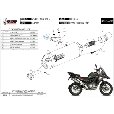 Mivv Benelli Trk 502 X Terminale Di Scarico Per Moto Marmitta Oval Titanio Carbon Cap
