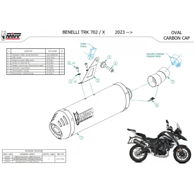 Mivv Benelli Trk 702 / X Terminale Di Scarico Per Moto Marmitta Oval Carbon Cap