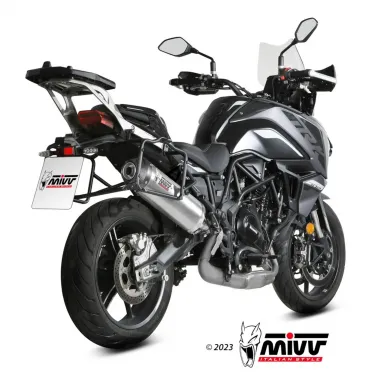 Mivv Benelli Trk 702 / X Terminale Di Scarico Per Moto Marmitta Oval Inox Carbon Cap
