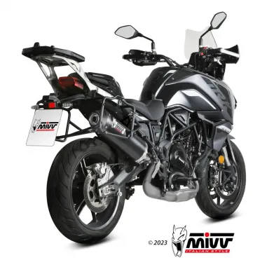 Mivv Benelli Trk 702 / X Terminale Di Scarico Per Moto Marmitta Oval Inox Nero Carbon Cap