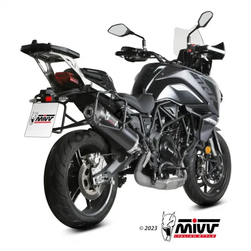 Mivv Benelli Trk 702 / X Terminale Di Scarico Per Moto Marmitta Oval Inox Nero Carbon Cap