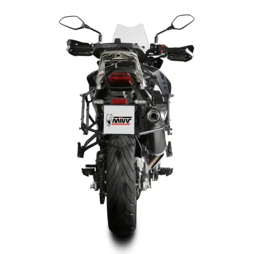 Mivv Benelli Trk 702 / X Terminale Di Scarico Per Moto Marmitta Oval Inox Nero Carbon Cap