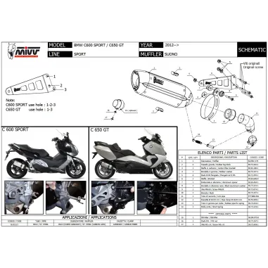 Mivv Bmw C 600 Sport Terminale Di Scarico Per Moto Marmitta Suono Inox Nero Omologato
