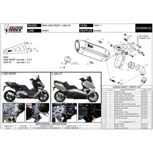 Mivv Bmw C 650 GT Terminale Di Scarico Per Moto Marmitta Suono Inox Omologato