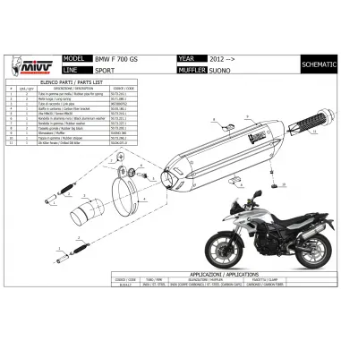 Mivv Bmw F 700 GS 12 - 2017 Terminale Di Scarico Moto Marmitta Suono Inox Nero