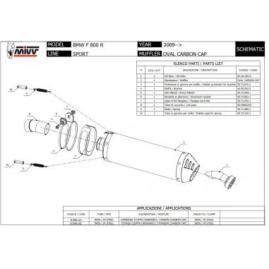 Mivv Bmw F 800 R / GT Terminale Di Scarico Per Moto Marmitta Oval Carbon Cap