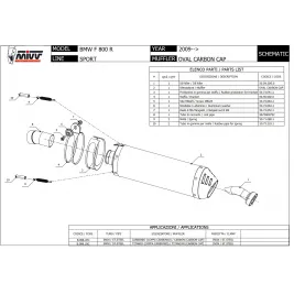 Mivv Bmw F 800 R / GT Terminale Di Scarico Per Moto Marmitta Oval Titanio Carbon Cap 2