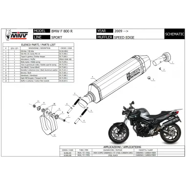 Mivv Bmw F 800 R / GT Terminale Di Scarico Per Moto Marmitta Speed Edge Inox