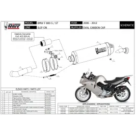 Mivv Bmw F 800 S / ST Terminale Di Scarico Per Moto Marmitta Oval Titanio Carbon Cap 2