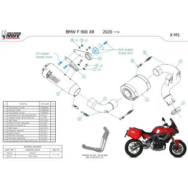 Mivv Bmw F 900 XR Terminale Di Scarico Moto Marmitta X-M1 Inox Nero Omologato