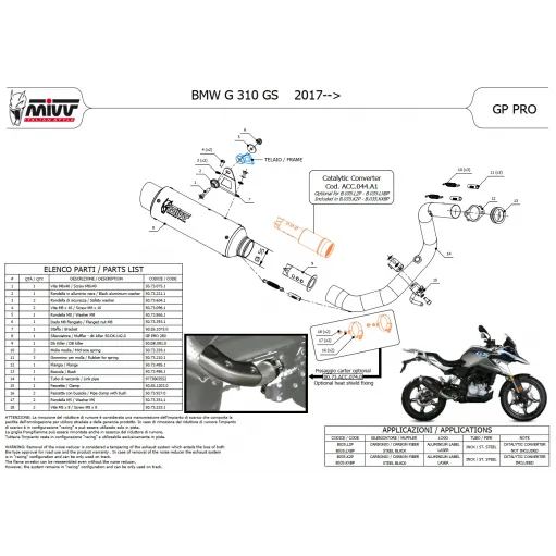 Scarico Completo Mivv Bmw G 310 GS Moto Terminale GP Pro Inox Nero
