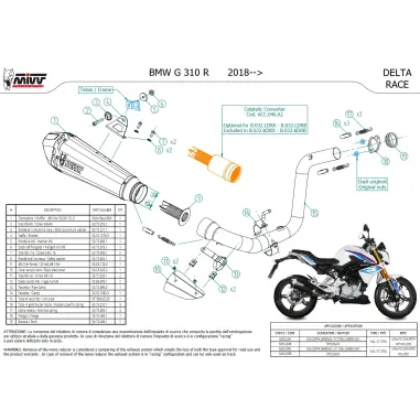 Scarico Completo Mivv Bmw G 310 R Moto Terminale Delta Race Inox Nero