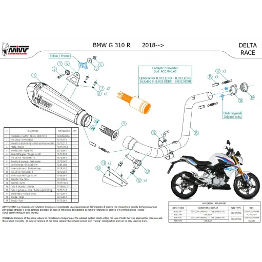 Scarico Completo Mivv Bmw G 310 R Moto Terminale Delta Race Inox Nero