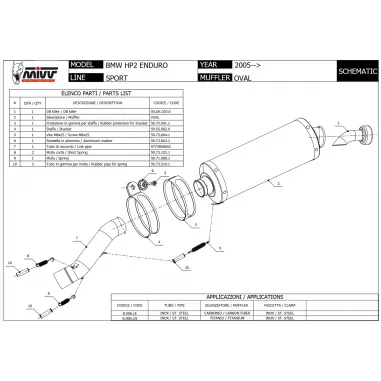 Mivv Bmw HP2 Enduro 05 - 2009 Terminale Di Scarico Moto Marmitta Oval Titanio Omologato