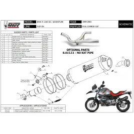 Mivv Bmw R 1150 GS / Adventure Terminale Di Scarico Moto Marmitta Oval Titanio Carbon Cap 2