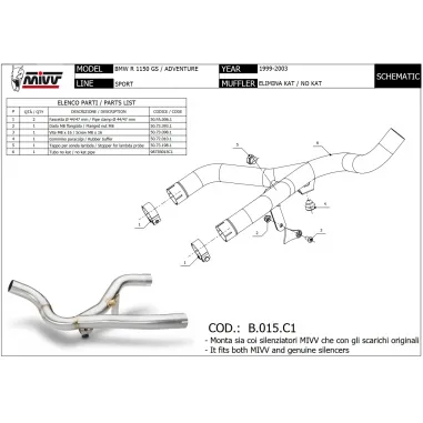 Bmw R 1150 GS / Adventure Mivv Tubo Elimina Kat Catalizzatore Moto Collettore Scarico