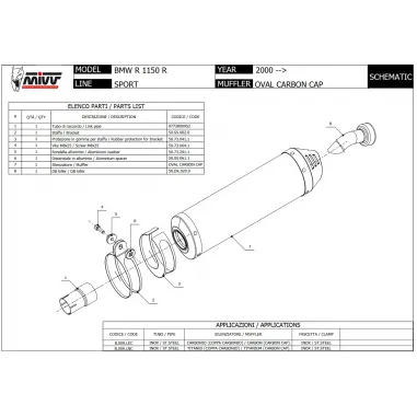 Mivv Bmw R 1150 R 00 - 2006 Terminale Di Scarico Moto Marmitta Oval Carbon Cap