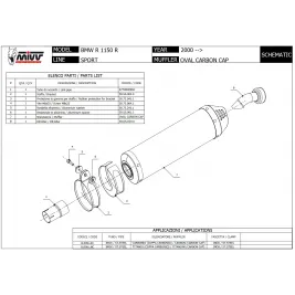 Mivv Bmw R 1150 R 00 - 2006 Terminale Di Scarico Moto Marmitta Oval Titanio Carbon Cap 2