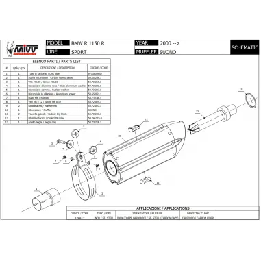 Mivv Bmw R 1150 R 00 - 2006 Terminale Di Scarico Moto Marmitta Suono Inox