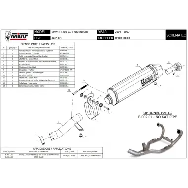Mivv Bmw R 1200 GS / Adventure 04 - 2007 Terminale Di Scarico Moto Marmitta Speed Edge Inox
