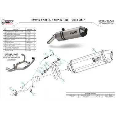 Mivv Bmw R 1200 GS / Adventure 04 - 2007 Terminale Di Scarico Moto Marmitta Speed Edge Titanio