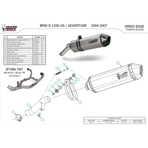 Mivv Bmw R 1200 GS / Adventure 04 - 2007 Terminale Di Scarico Moto Marmitta Speed Edge Titanio