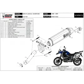 Mivv Bmw R 1200 GS / Adventure 08 - 2009 Terminale Di Scarico Moto Marmitta Speed Edge Inox Nero 2
