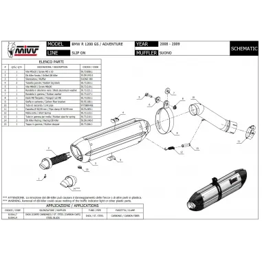 Mivv Bmw R 1200 GS / Adventure 08 - 2009 Terminale Di Scarico Moto Marmitta Suono Inox