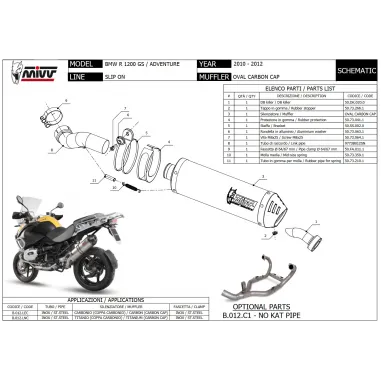 Mivv Bmw R 1200 GS / Adventure 10 - 2012 Terminale Di Scarico Moto Marmitta Oval Carbon Cap