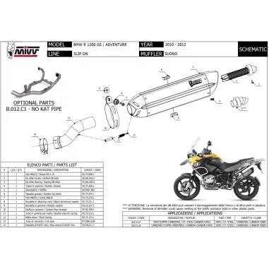 Mivv Bmw R 1200 GS / Adventure 10 - 2012 Terminale Di Scarico Moto Marmitta Suono Inox Nero