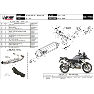 Mivv Bmw R 1200 GS / Adventure 13 - 2018 Terminale Di Scarico Moto Marmitta Speed Edge Inox