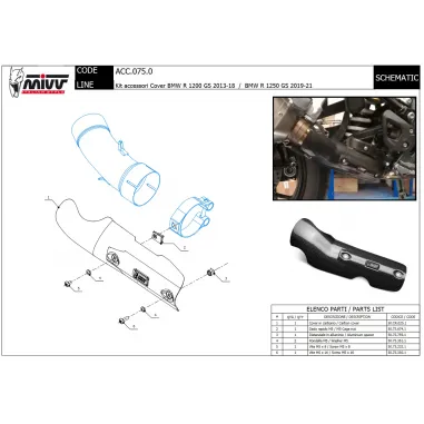 Paracalore Bmw R 1200 GS / Adventure 13 - 2018 Cover In Carbonio Scarico Mivv Moto