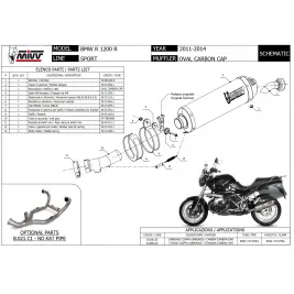 Mivv Bmw R 1200 R 11 - 2014 Terminale Di Scarico Moto Marmitta Oval Titanio Carbon Cap 2