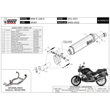 Mivv Bmw R 1200 R 11 - 2014 Terminale Di Scarico Moto Marmitta Speed Edge Inox