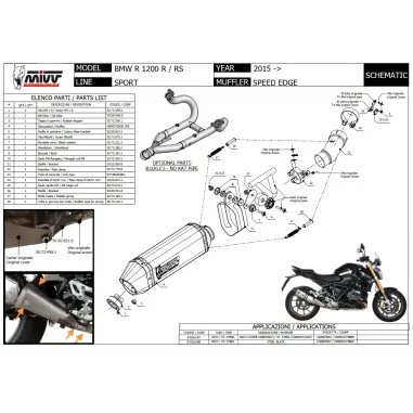 Mivv Bmw R 1200 R 15 - 2018 Terminale Di Scarico Moto Marmitta Speed Edge Inox
