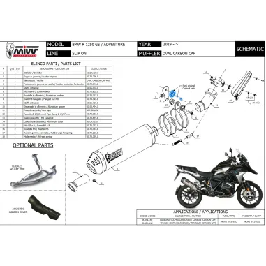 Mivv Bmw R 1250 Gs / Adventure Terminale Di Scarico Moto Marmitta Oval Titanio Carbon Cap