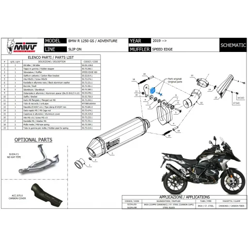 Mivv Bmw R 1250 Gs / Adventure Terminale Di Scarico Moto Marmitta Speed Edge Inox Nero