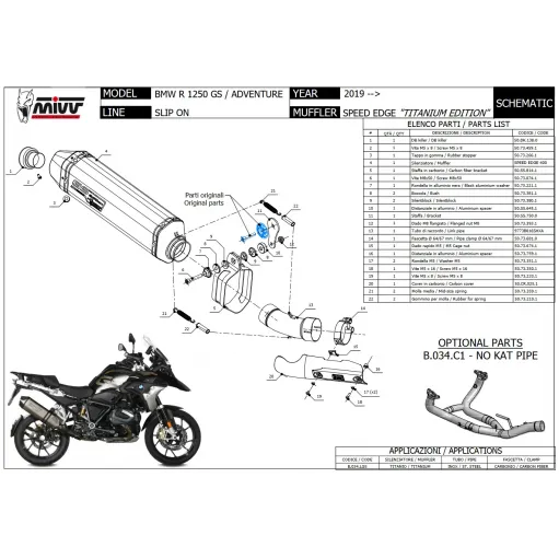 Mivv Bmw R 1250 Gs / Adventure Terminale Di Scarico Moto Marmitta Speed Edge Titanio
