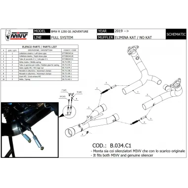 Bmw R 1250 GS / Adventure Mivv Tubo Elimina Kat Catalizzatore Moto Collettori Di Scarico