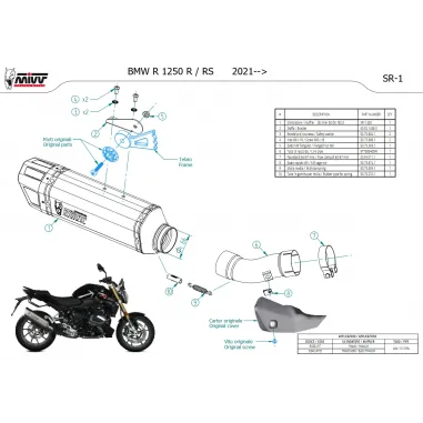 Mivv Bmw R 1250 R / RS Terminale Di Scarico Moto Marmitta SR-1 Titanio Nero Omologato