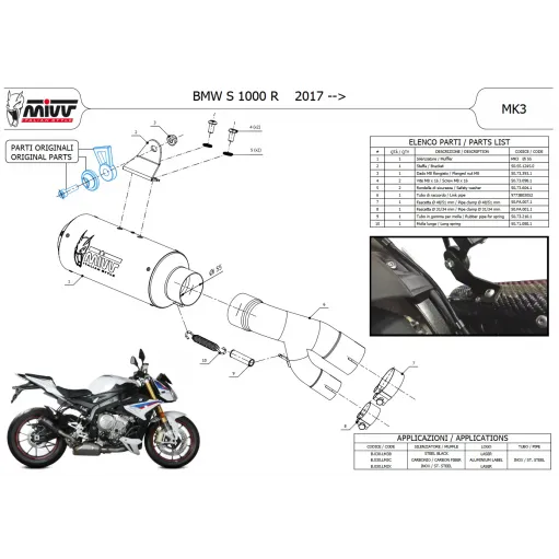 Mivv Bmw S 1000 R 2017 - 2020 Terminale Di Scarico Moto Marmitta Mk3 Carbonio Omologato