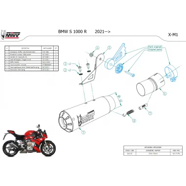 Mivv Bmw S 1000 R 2021 - 2024 Terminale Di Scarico Moto Marmitta X-M1 Titanio