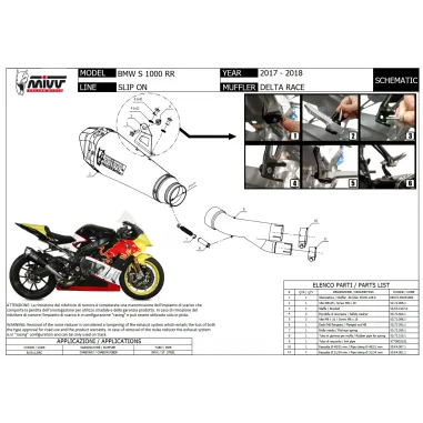 Mivv Bmw S 1000 RR 17 - 2018 Terminale Di Scarico Moto Marmitta Delta Race Carbonio