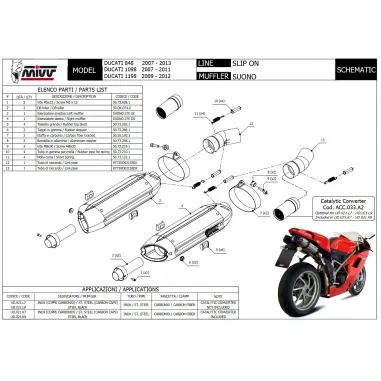 Mivv Ducati 1098 07 - 2011 Terminali Di Scarico Per Moto Marmitte Suono Inox