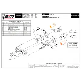 Mivv Ducati 848 07 - 2013 Terminali Di Scarico Per Moto Marmitte Oval Titanio Carbon Cap 2