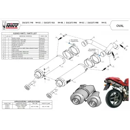 Mivv Ducati 916 94 - 1998 Terminali Di Scarico Per Moto Marmitte Ovale Titanio 2