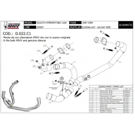 Ducati Hypermotard 1100 Mivv Tubo Elimina Kat Catalizzatore Moto Collettore Di Scarico 2