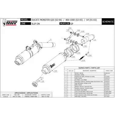 Mivv Ducati Monster 1000 03 - 2005 Terminali Di Scarico Moto Marmitte GP Carbonio