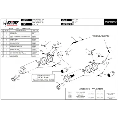 Mivv Ducati Monster 1100 08 - 2010 Terminali Di Scarico Moto Marmitte GP Carbonio