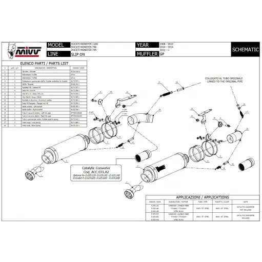 Mivv Ducati Monster 1100 08 - 2010 Terminali Di Scarico Moto Marmitte GP Carbonio